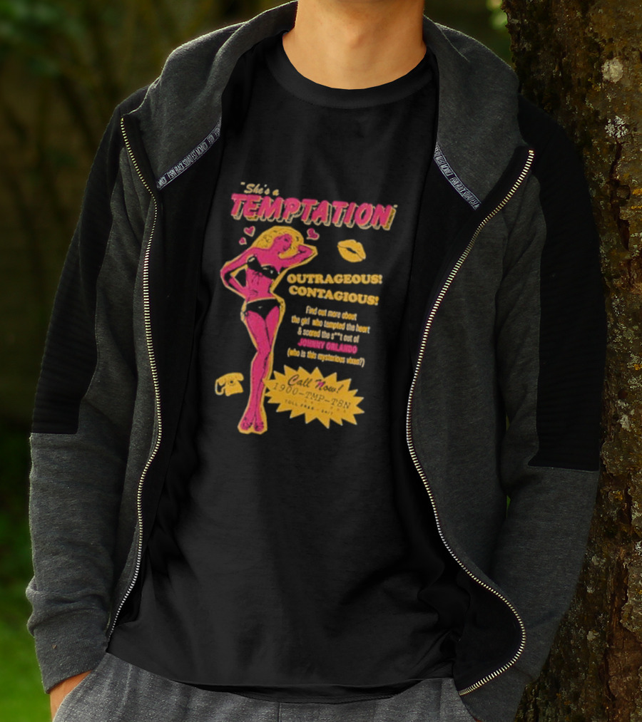 She's A Temptation Outrageous Contagious Johnny Orlando Mysterious Vixen Retro Hotline T-Shirt