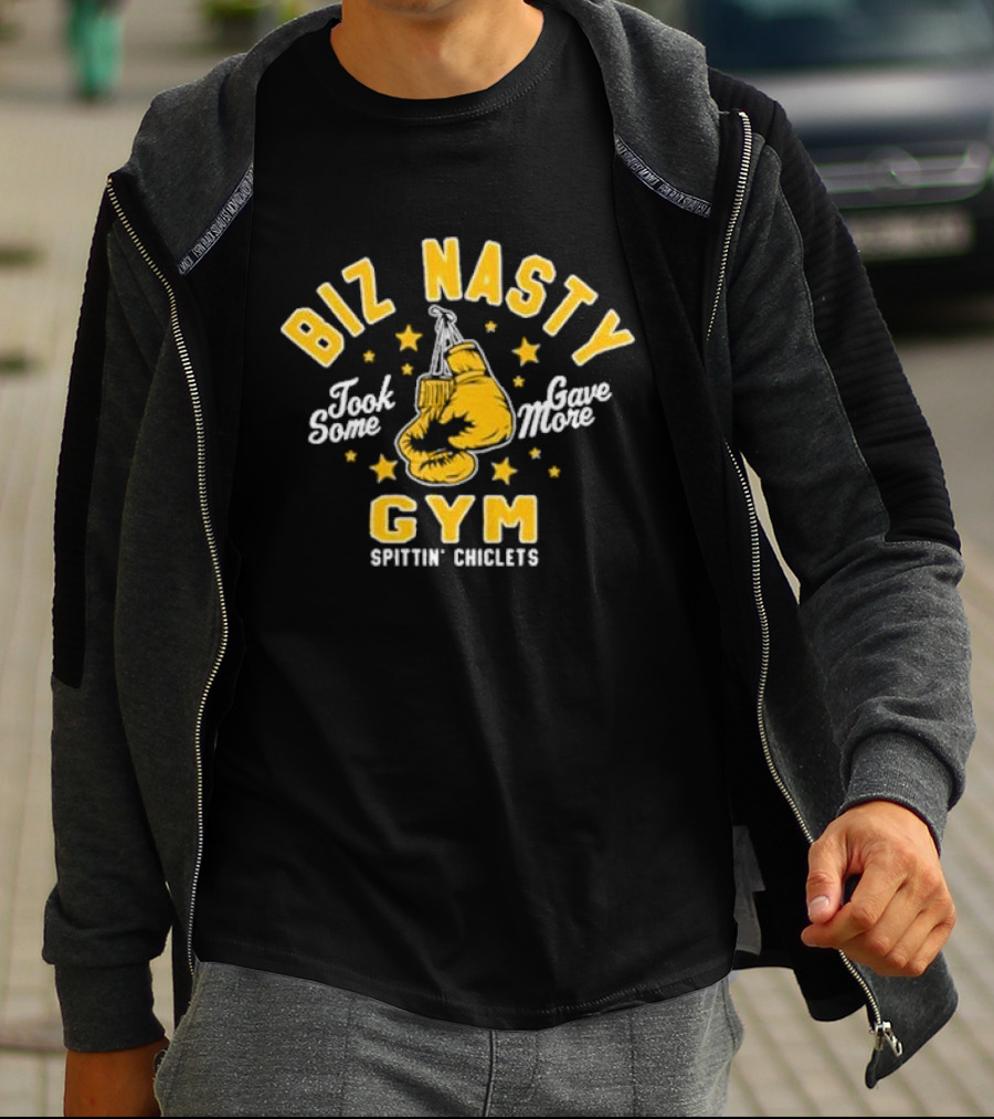 Biz Nasty Gym Took Some Gave More Spittin' Chiclets Boxing Gloves Stars T-Shirt