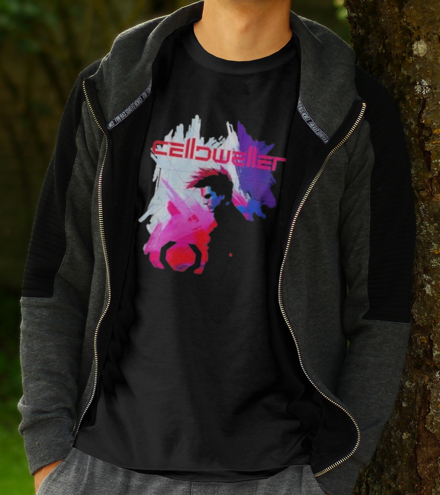 Celldweller The Sentinel Neon Abstract Portrait With Geometric Accent T-Shirt