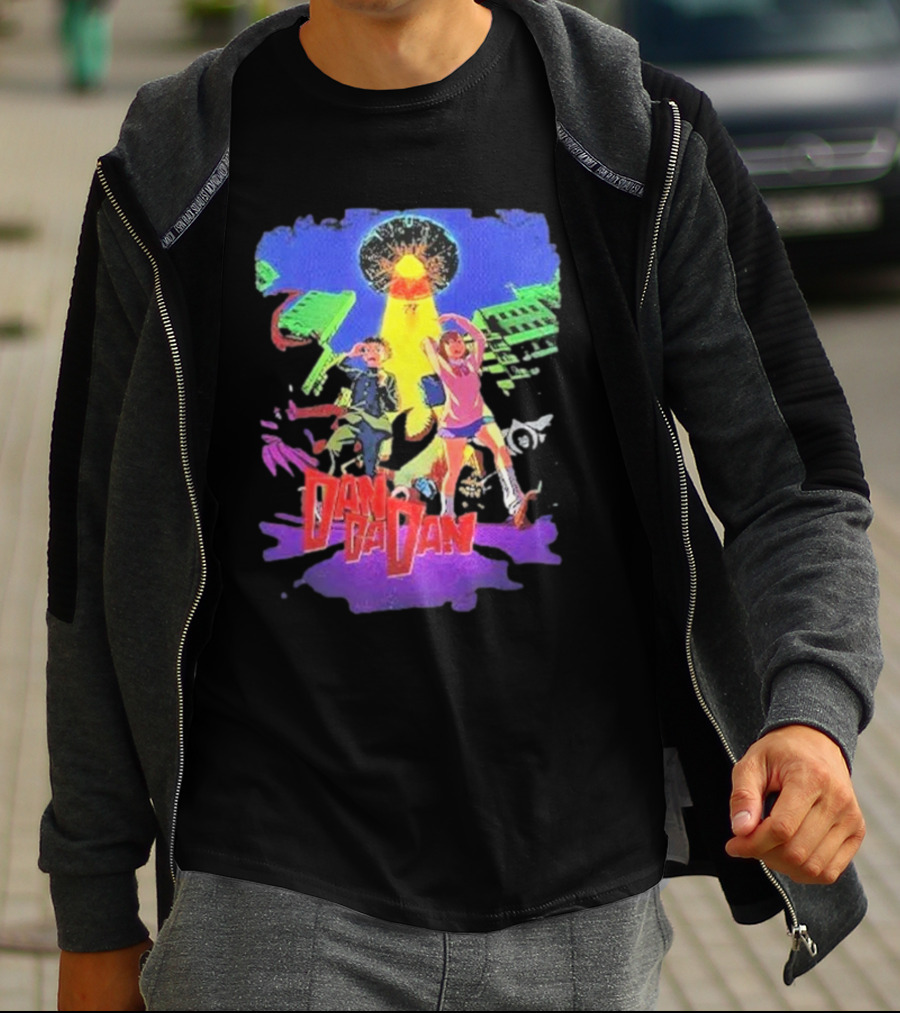 Dan Da Dan Manga Anime UFO Adventure Neon Colors T-Shirt