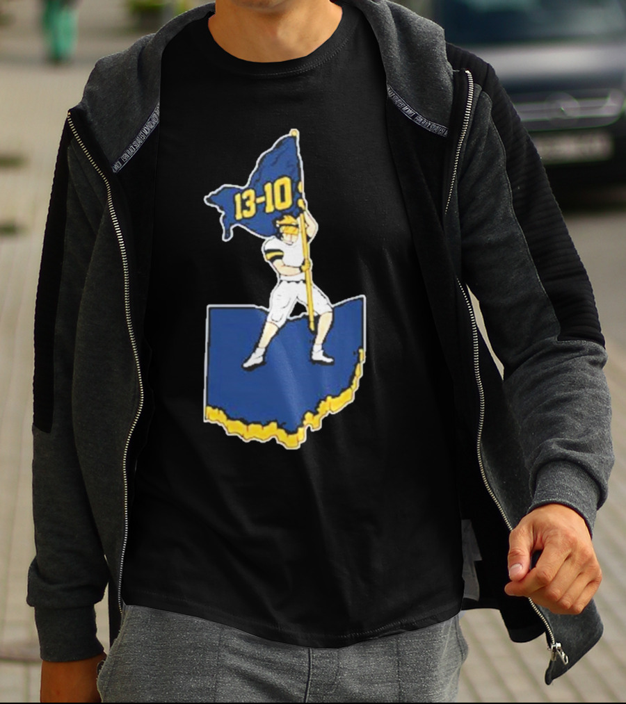 13-10 Michigan Flag Football Victory Over Ohio Outline T-Shirt