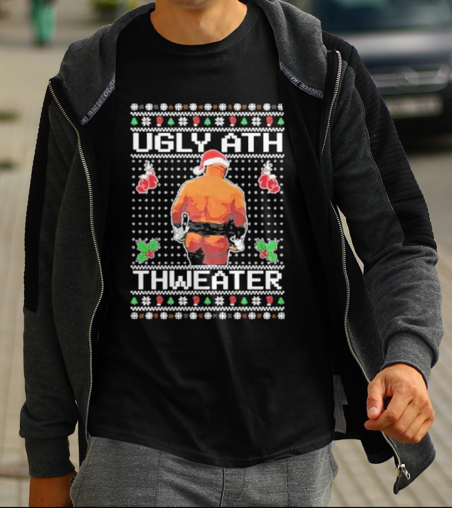 Mike Tyson Ugly Ath Thweater Ugly Christmas Sweater Santa Boxing T-Shirt