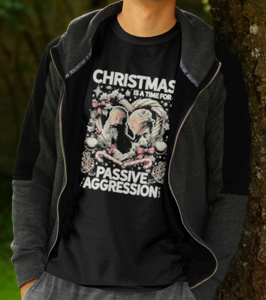 Christmas Is A Time For Passive Aggression Wreath And Candy Canes T-Shirt