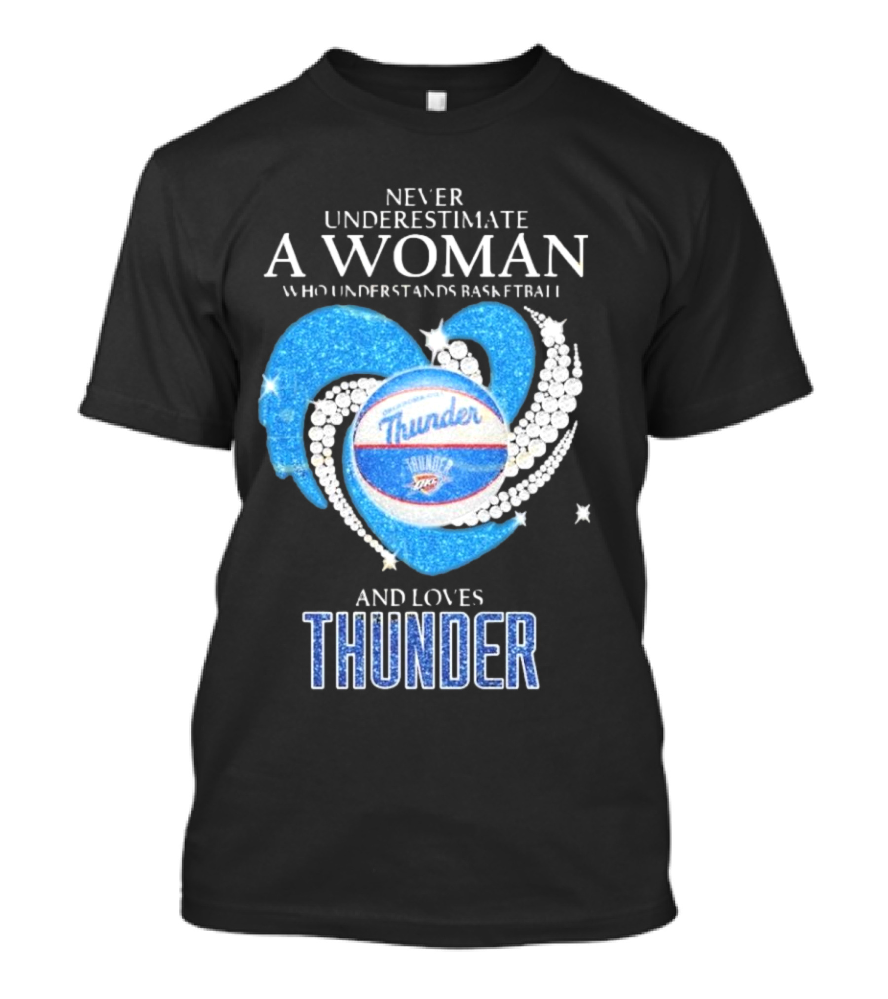 Never Underestimate A Woman Who Understands Basketball And Loves Oklahoma City Thunder T-Shirt