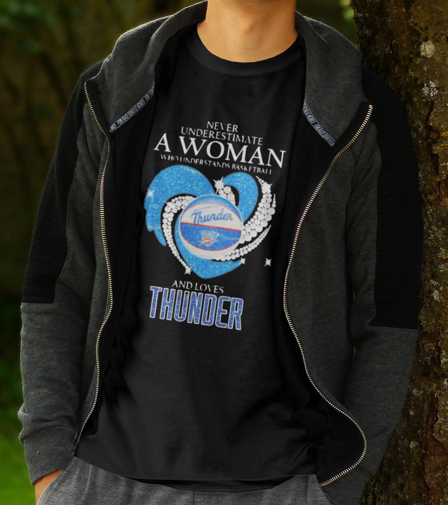Never Underestimate A Woman Who Understands Basketball And Loves Oklahoma City Thunder T-Shirt