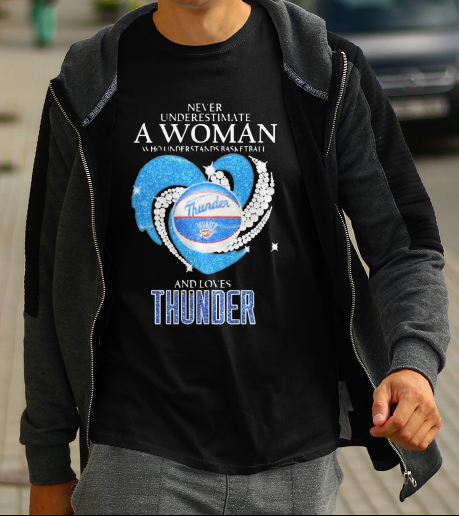 Never Underestimate A Woman Who Understands Basketball And Loves Oklahoma City Thunder T-Shirt