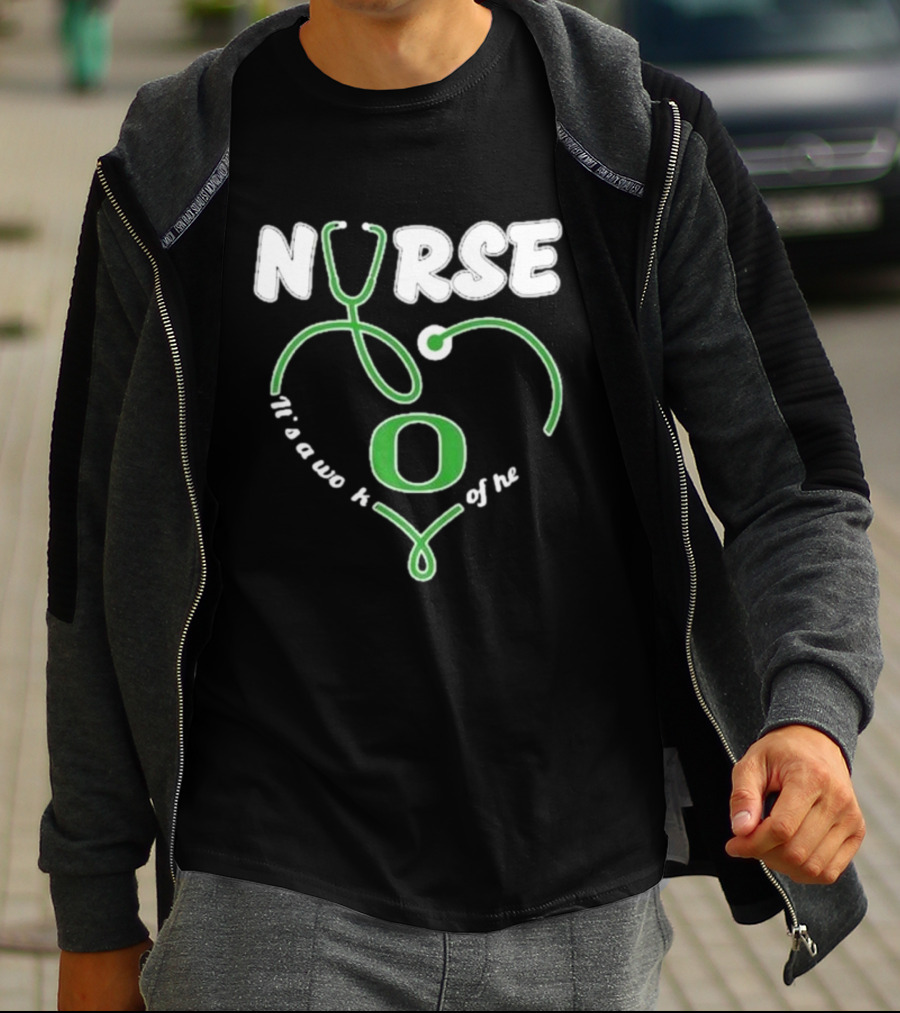 Oregon Ducks Nurse It’s A Work Of Heart Stethoscope T-Shirt