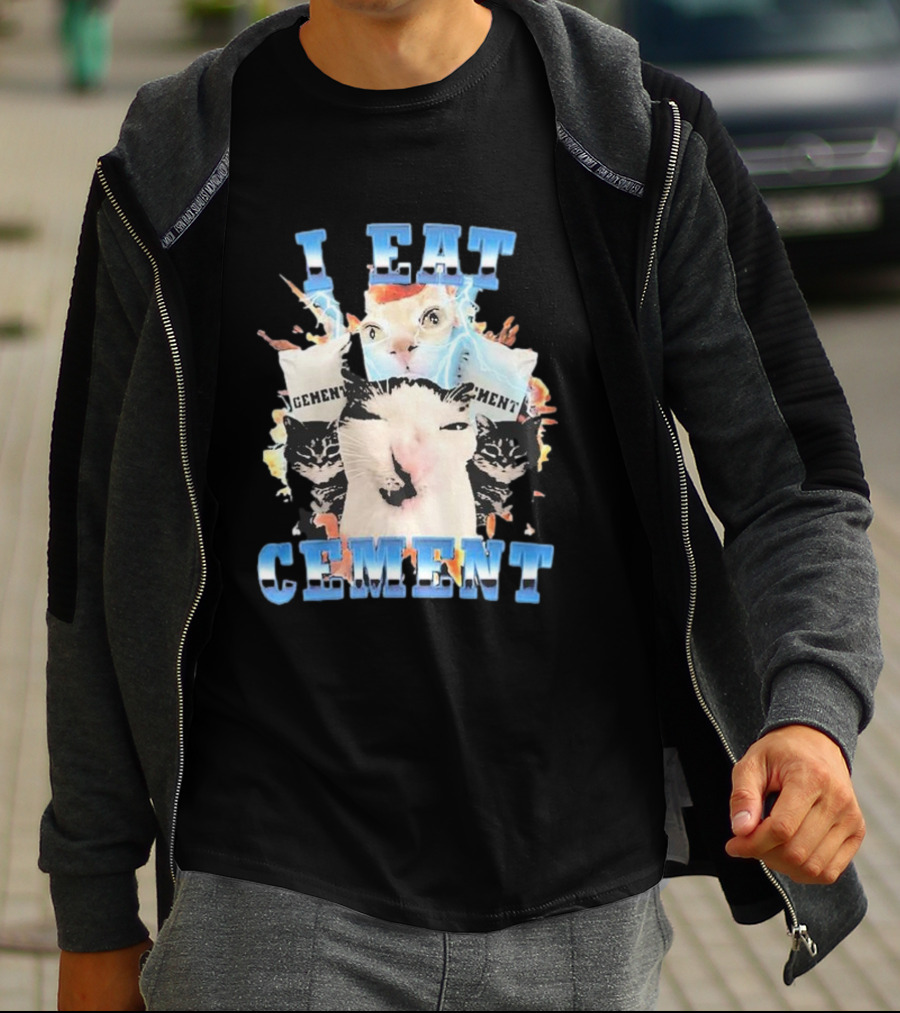 I Eat Cement Exploding Cat Faces T-Shirt