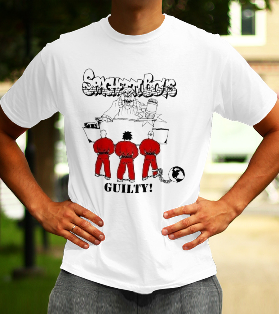 Spaghetti Boys Guilty Comic Judge Prisoners Earth Chain T-Shirt