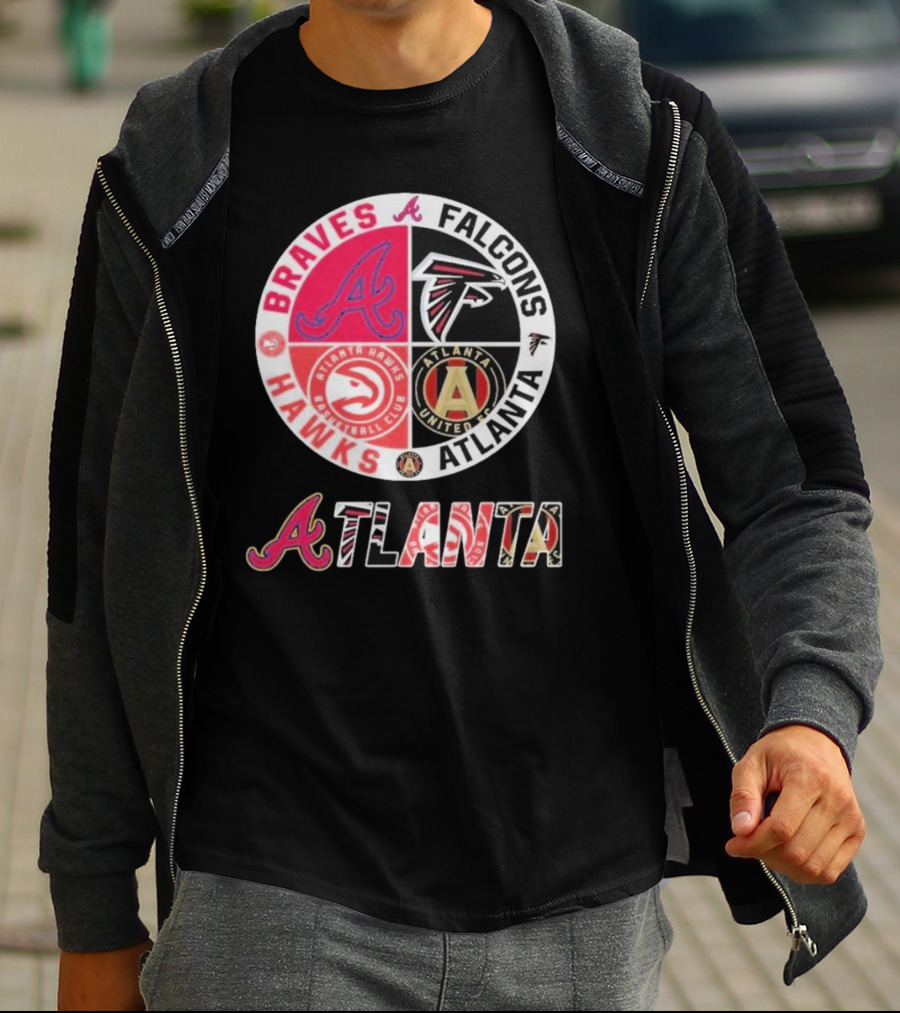 Atlanta Braves Falcons Hawks United FC Logos T-Shirt