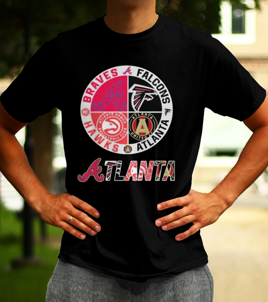 Atlanta Braves Falcons Hawks United FC Logos T-Shirt