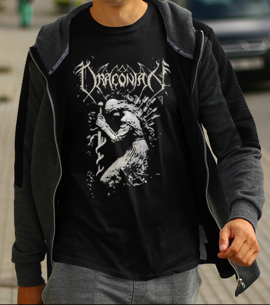 Draconian Heretic Blessed Be The Heretic Mystical Figure Staff And Wings T-Shirt