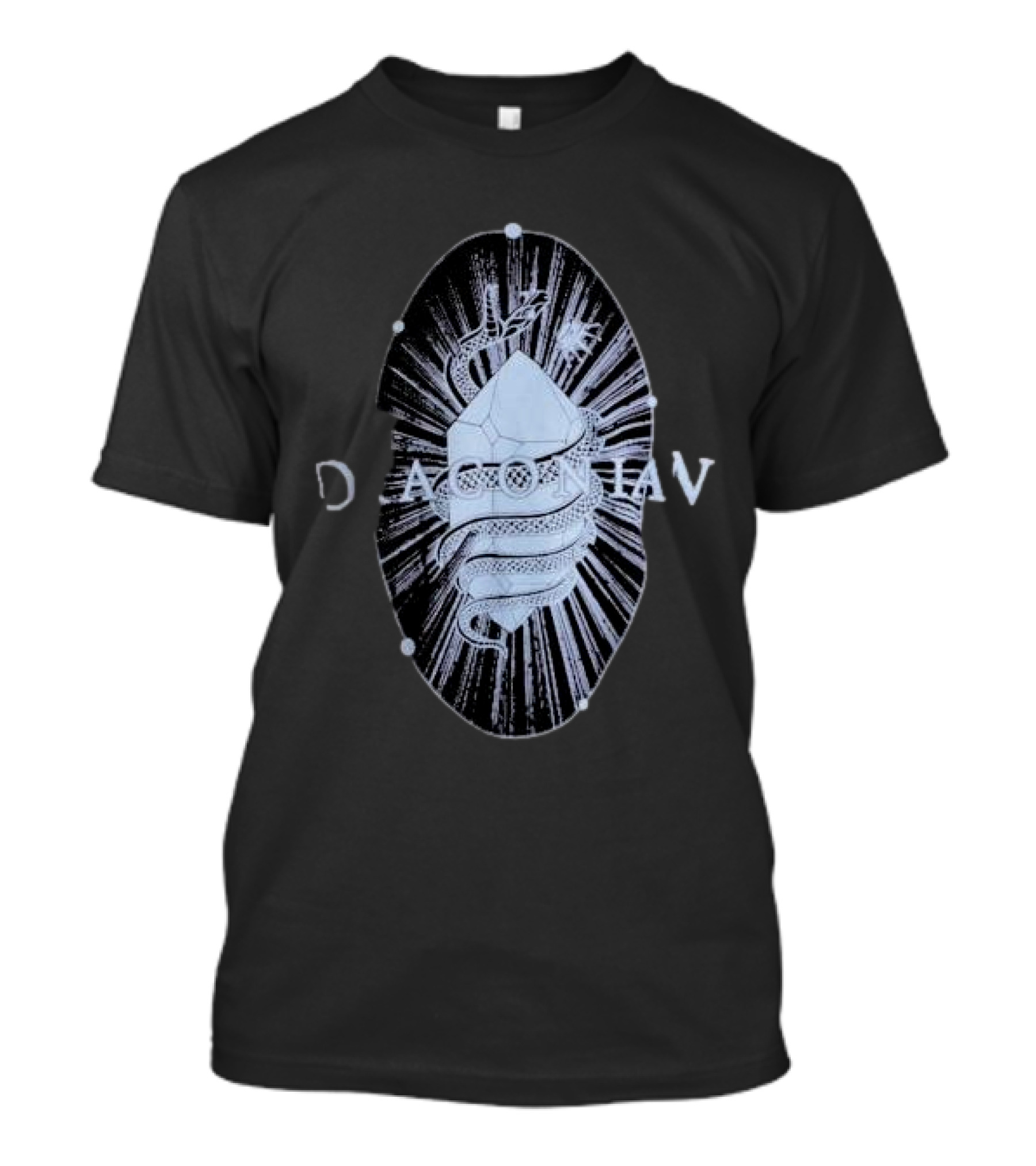 Draconian Snake Emerging From Geometric Shield With Radiant Energy T-Shirt
