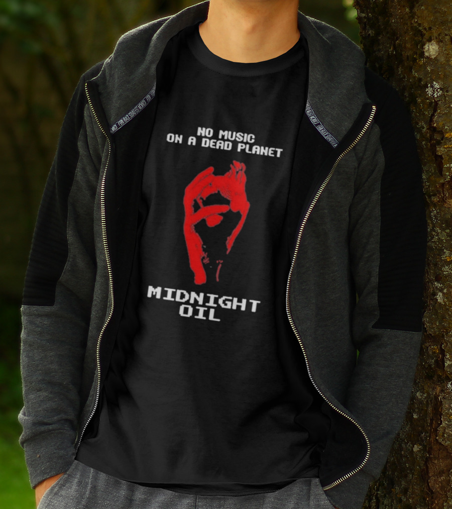 Midnight Oil No Music On A Dead Planet Red Hand T-Shirt