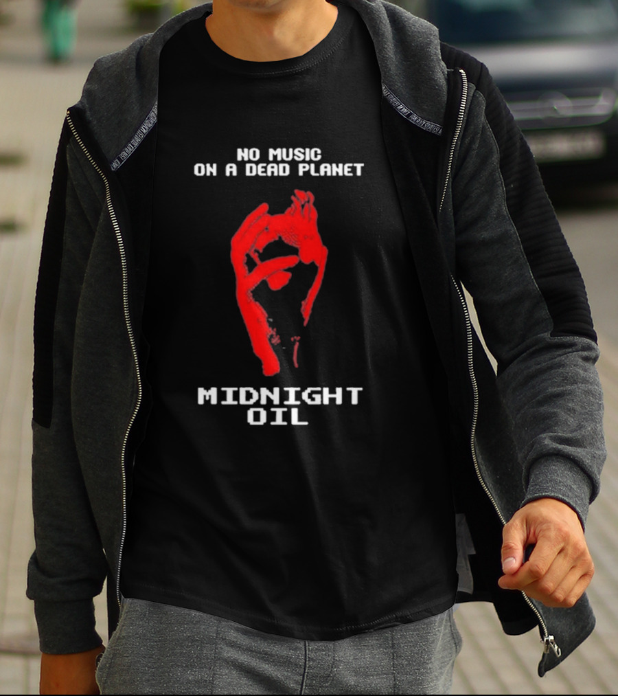 Midnight Oil No Music On A Dead Planet Red Hand T-Shirt