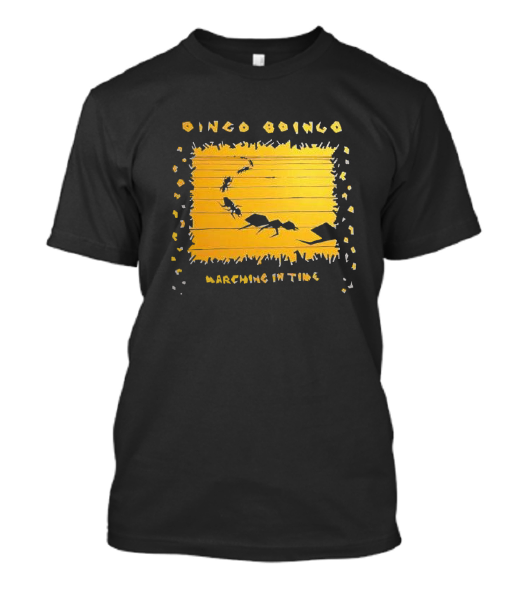 Oingo Boingo Marching In Time Ants On Yellow Stripe T-Shirt