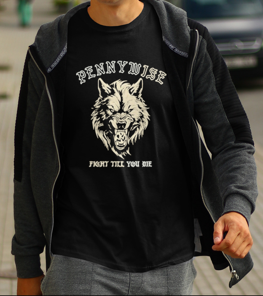 Pennywise Fight Till You Die Wolf Roaring T-Shirt