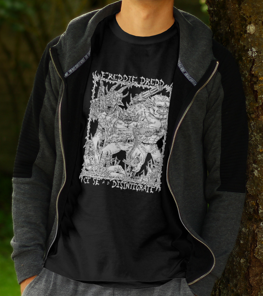 Freddie Dredd Cease And Disintegrate Demon Soldiers Combat Scene T-Shirt