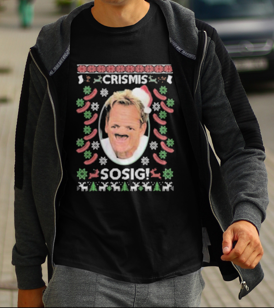 Gordon Ramsey Crismis Sosig Ugly Christmas Santa T-Shirt