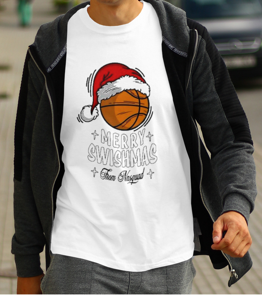 Merry Swishmas From Nnsquad Basketball Santa Hat T-Shirt