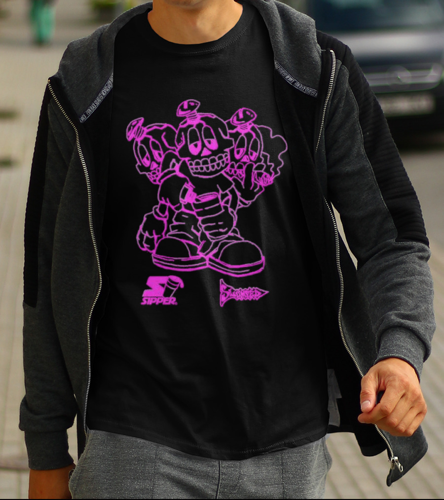 Sipper Slumped Trio Purple Black Outline T-Shirt