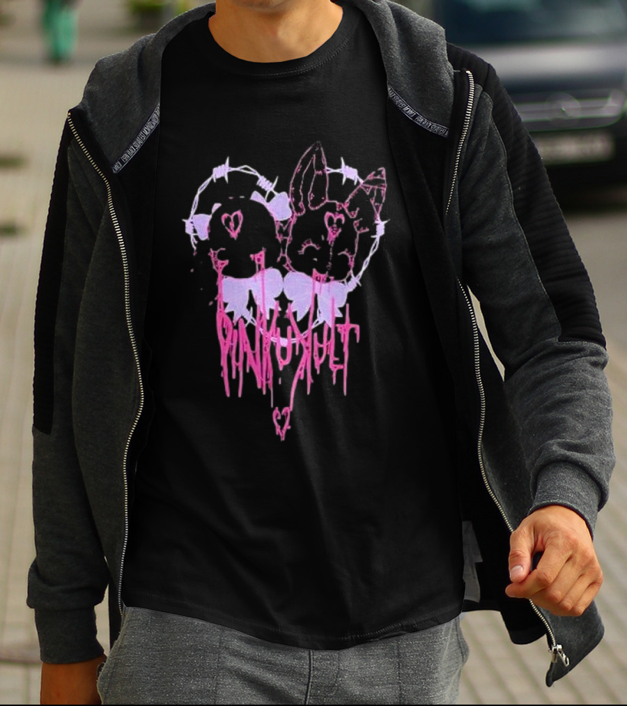 Pinku Kult Heart Barbed Wire Bunnies T-Shirt