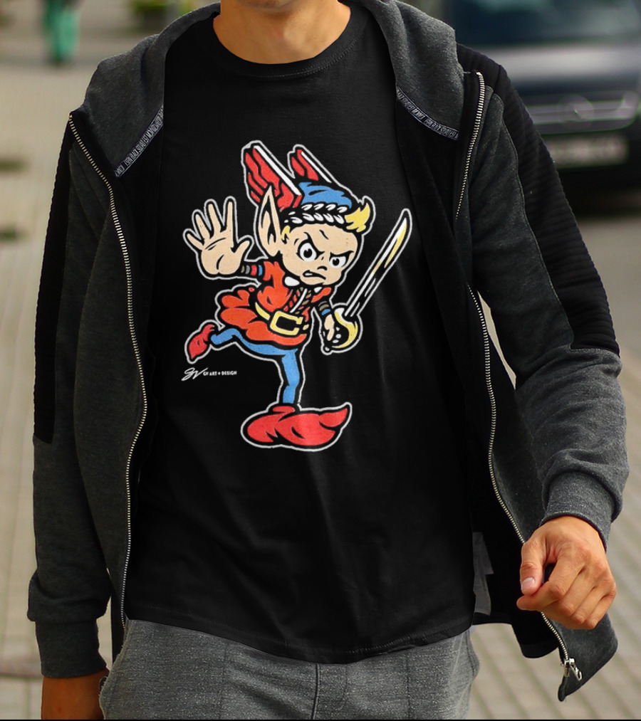 Cleveland United Vintage Cartoon Style Warrior Elf With Sword T-Shirt