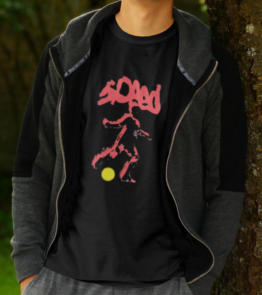 Speed Warp Soccer Player Silhouette With Yellow Ball T-Shirt