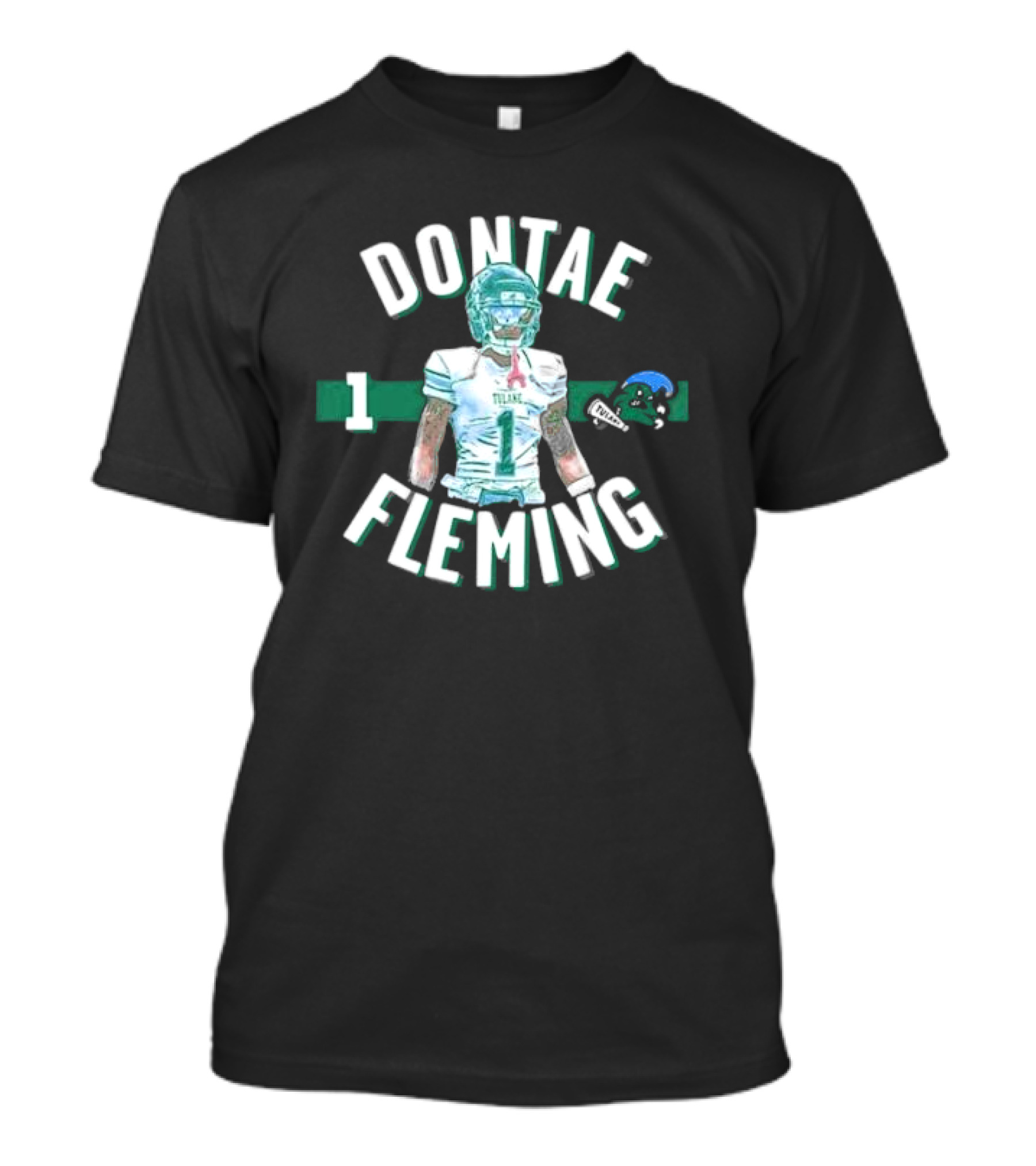 Dontae Fleming 1 Tulane Green Wave Football Player Image T-Shirt
