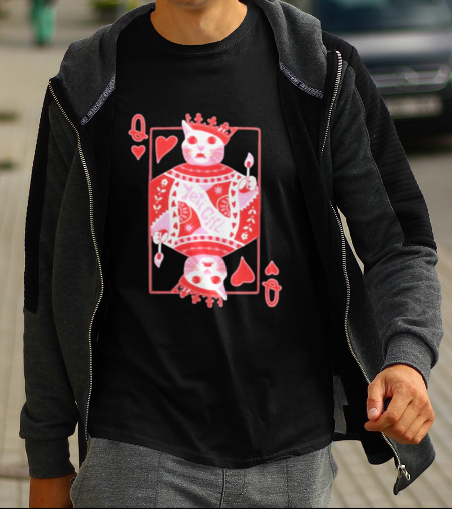 Yeti The Abominable Queen Of My Heart Playing Card Cat King T-Shirt