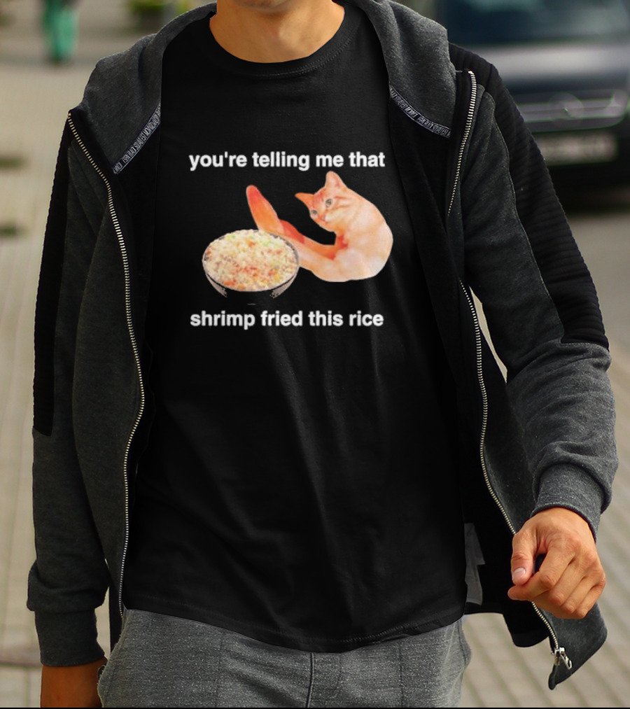 You're Telling Me That Shrimp Fried This Rice With Cat Meme T-Shirt