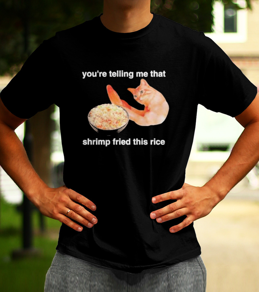 You're Telling Me That Shrimp Fried This Rice With Cat Meme T-Shirt