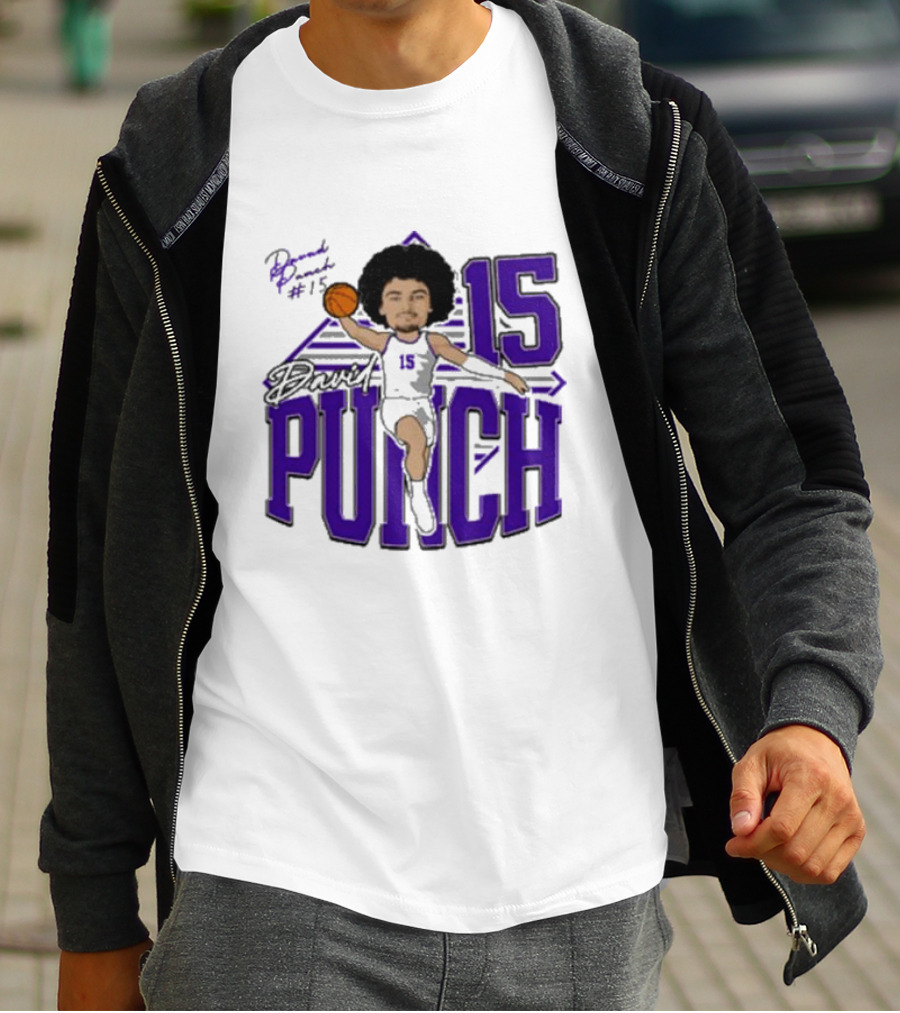 David Punch #15 TCU Basketball Player Caricature T-Shirt
