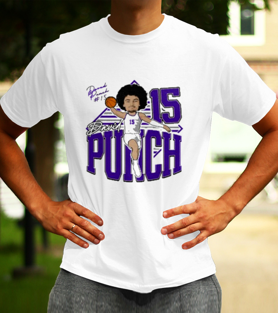 David Punch #15 TCU Basketball Player Caricature T-Shirt