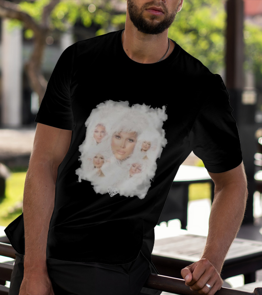 Drag Queen Crystal Envy Photo Collage Feathery Portrait Compilation T-Shirt