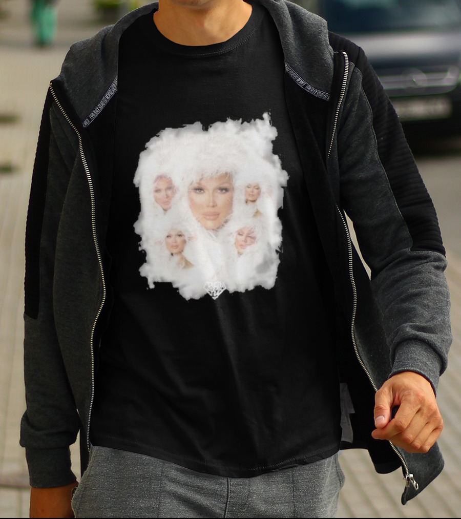 Drag Queen Crystal Envy Photo Collage Feathery Portrait Compilation T-Shirt