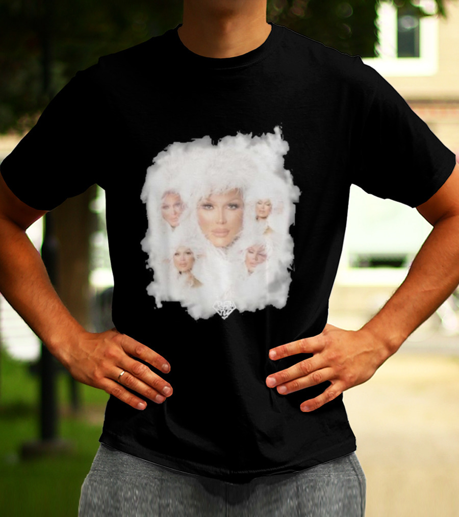 Drag Queen Crystal Envy Photo Collage Feathery Portrait Compilation T-Shirt