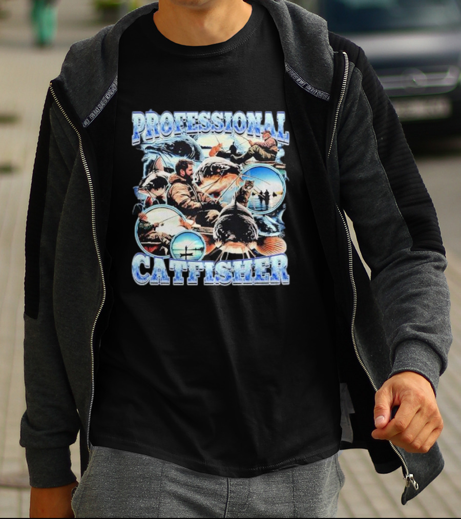 PROFESSIONAL CATFISHER FISHING ADVENTURE COLLAGE T-Shirt