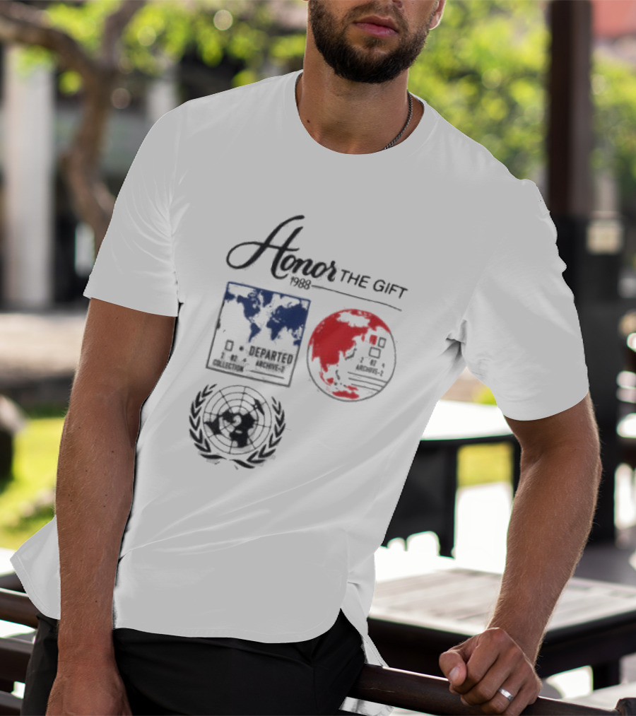 Honor The Gift 1988 Departed Collection Archive-2 World Map And Globe Symbols T-Shirt