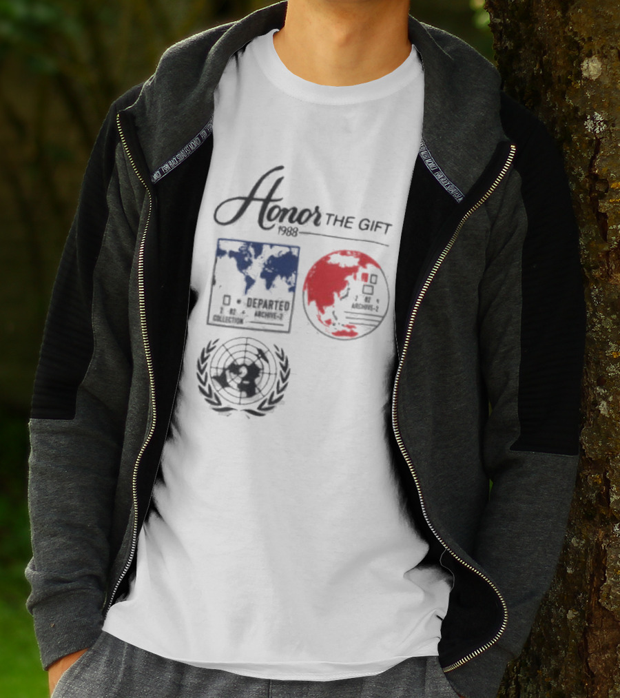 Honor The Gift 1988 Departed Collection Archive-2 World Map And Globe Symbols T-Shirt