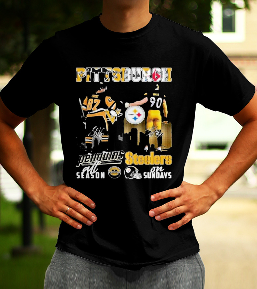 Pittsburgh Penguins All Season Steelers On Sundays Hockey Football Pride T-Shirt