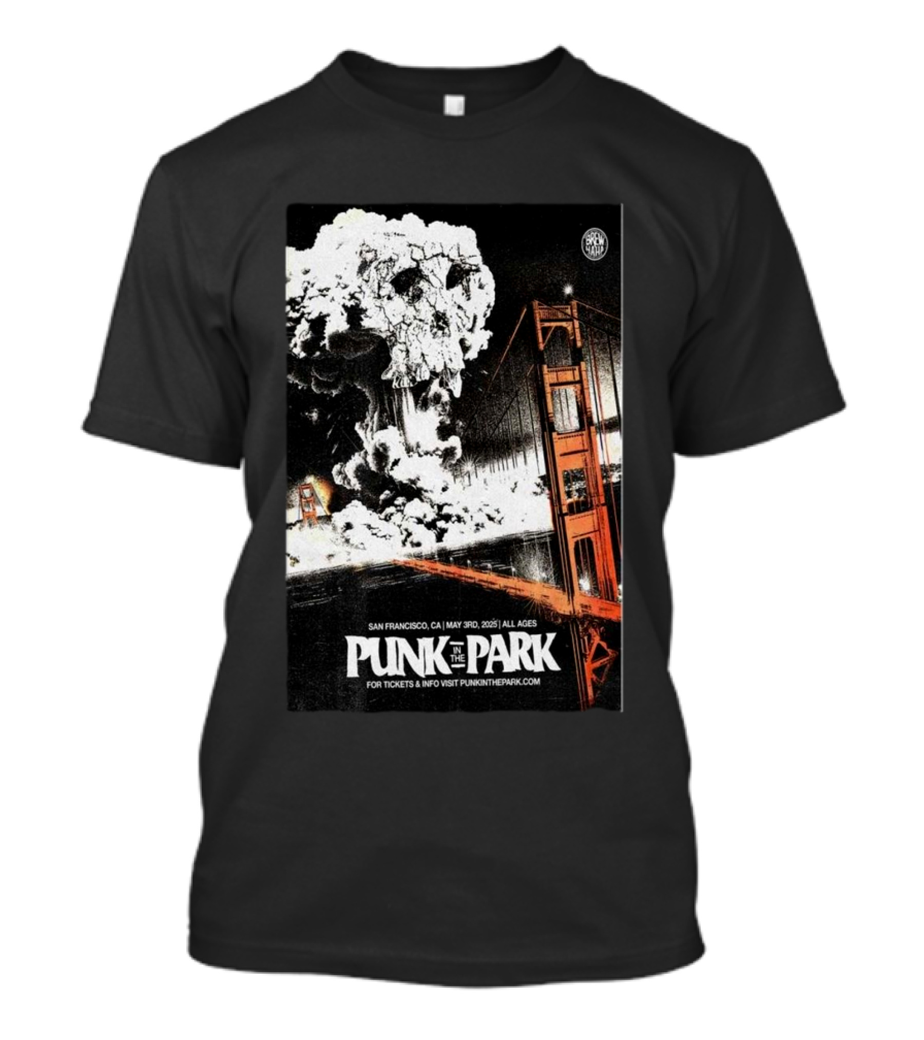 Punk In The Park San Francisco May 3 2025 Golden Gate Explosive Skull Event T-Shirt
