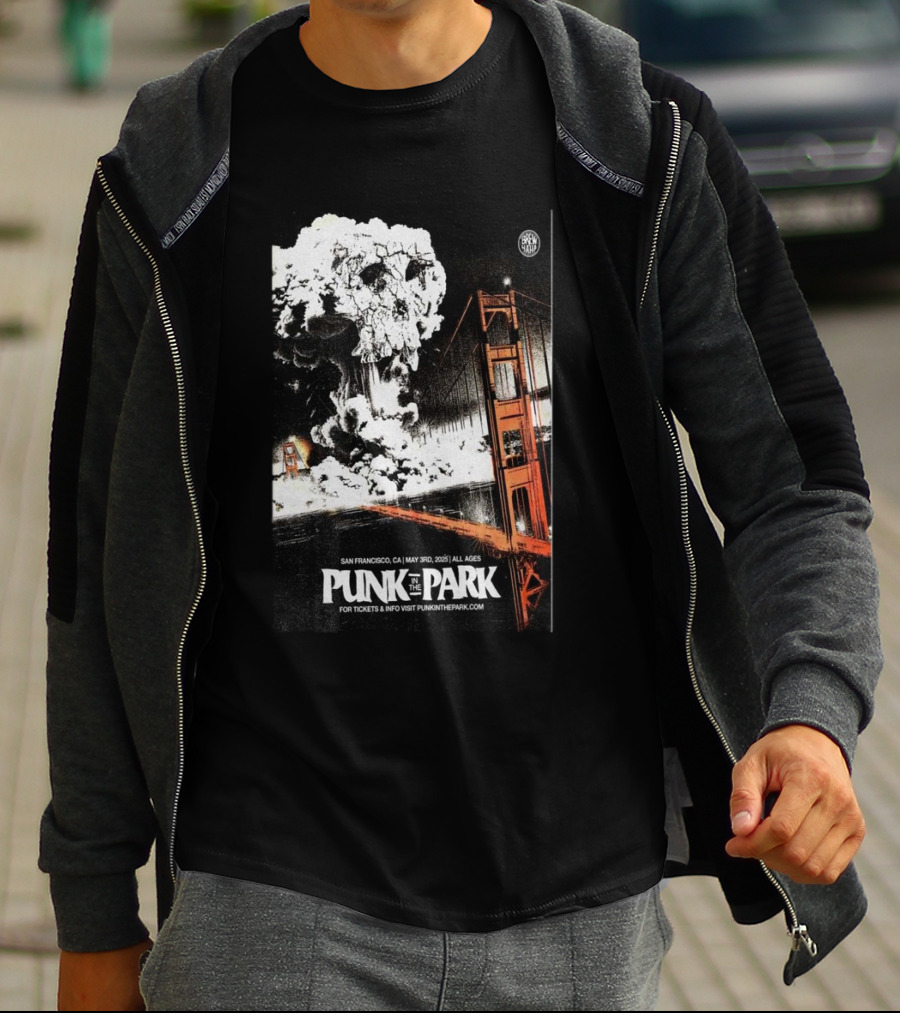 Punk In The Park San Francisco May 3 2025 Golden Gate Explosive Skull Event T-Shirt