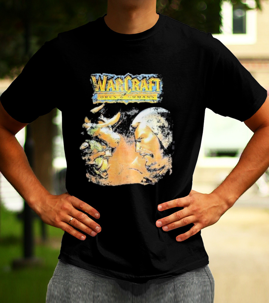 Warcraft Orcs And Humans Showdown Fantasy Battle Grey T-Shirt
