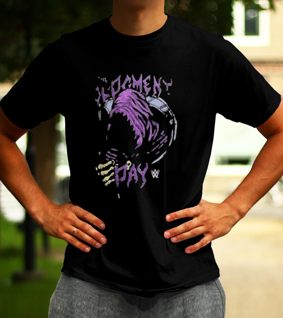 WWE The Judgment Day Grim Reaper Purple Cloaked Skeleton T-Shirt