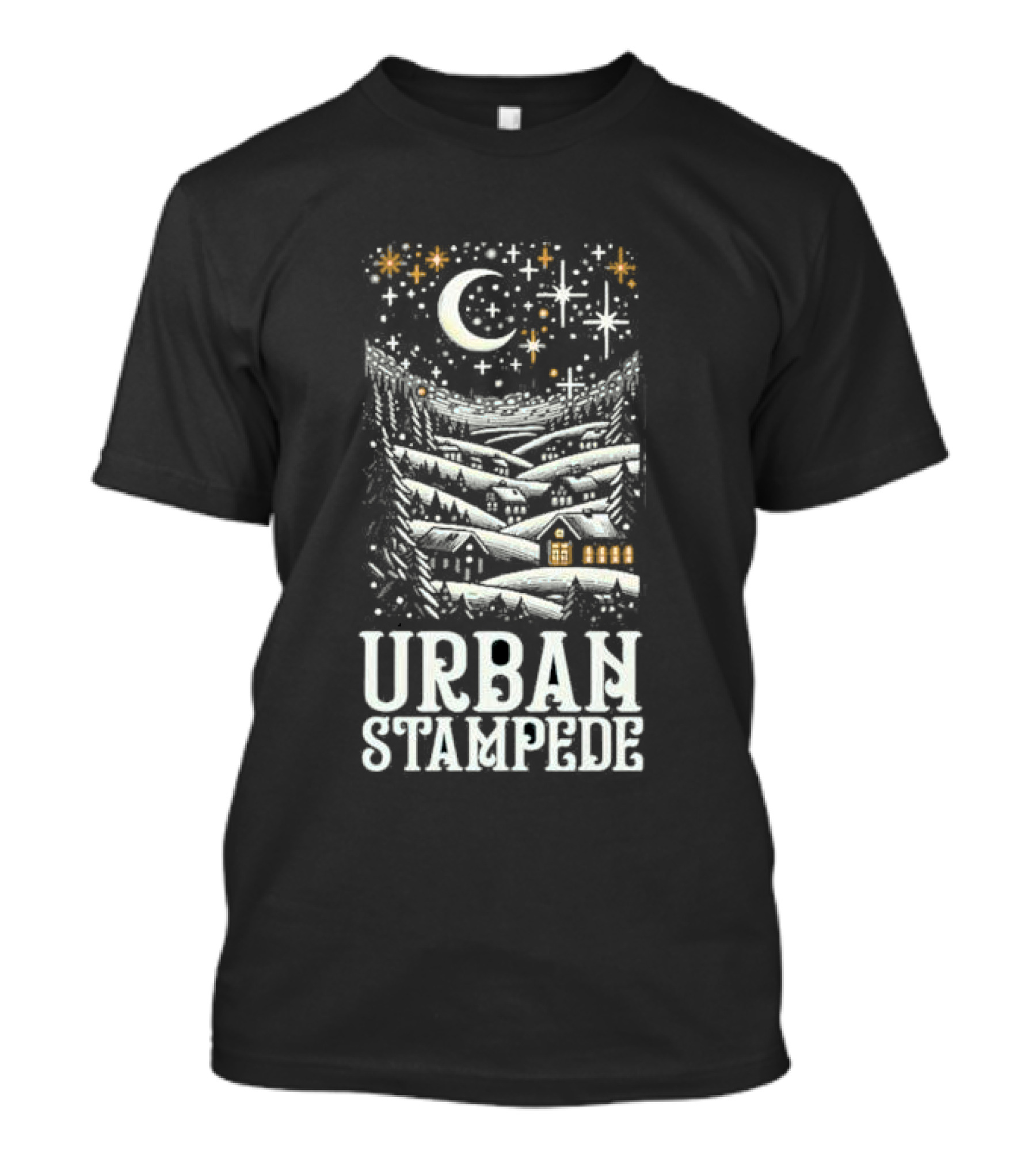 Urban Stampede Night Sky Village Lunar Stars T-Shirt