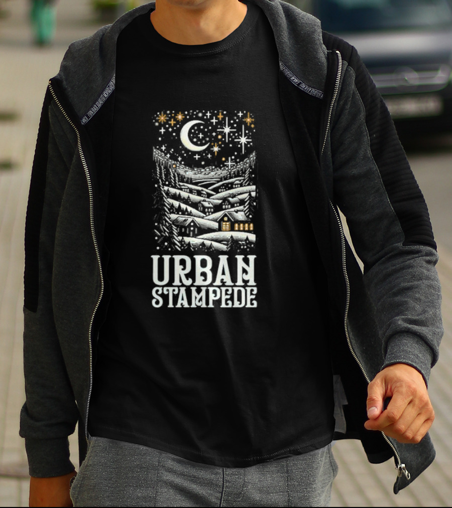 Urban Stampede Night Sky Village Lunar Stars T-Shirt