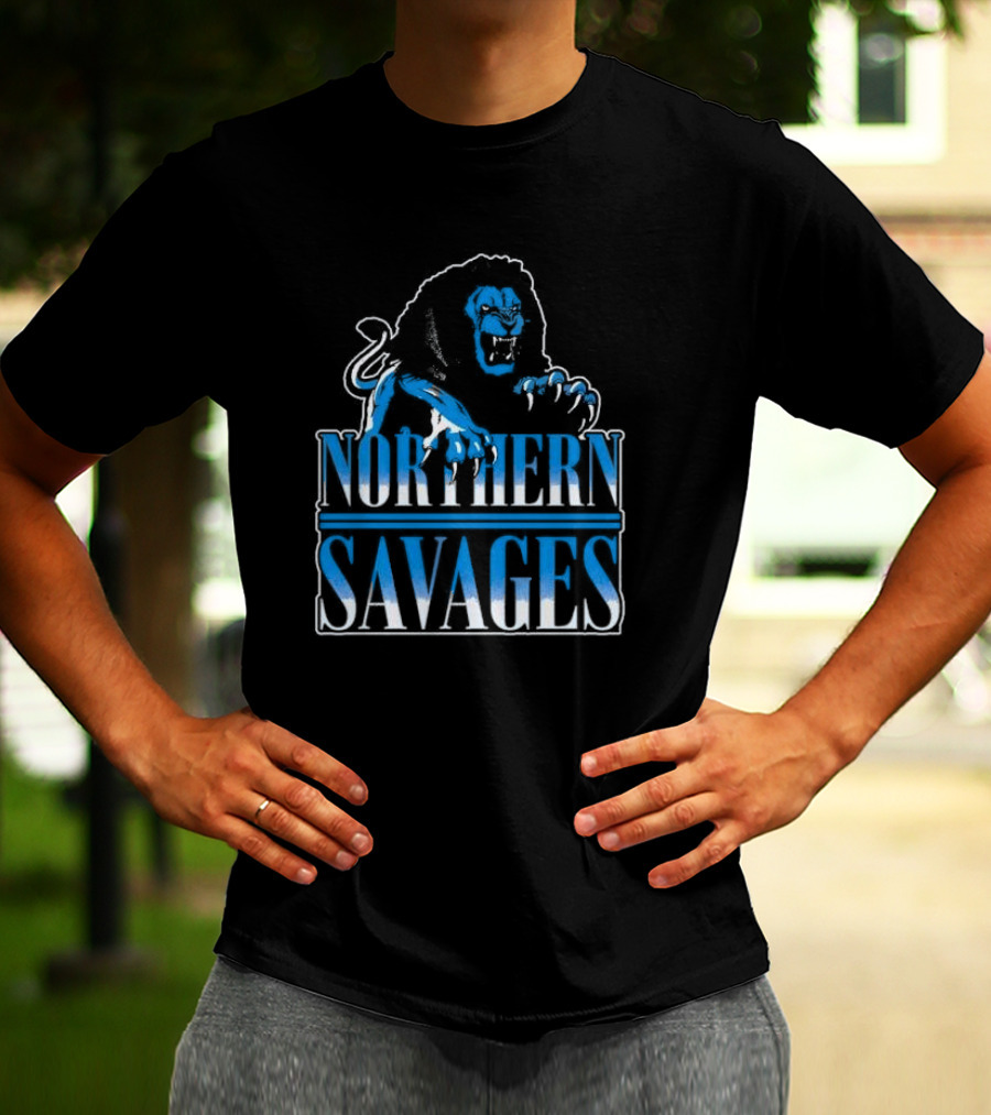 NORTHERN SAVAGES Roaring Blue Lion Emblem T-Shirt