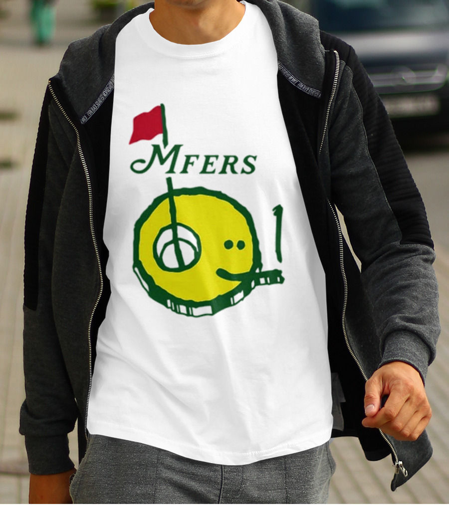 Mfers Sartosh Pitito Golf Flag Yellow Face T-Shirt