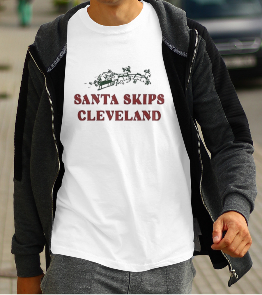Pittsburgh Steelers Santa Skips Cleveland Ol Max Scharping T-Shirt